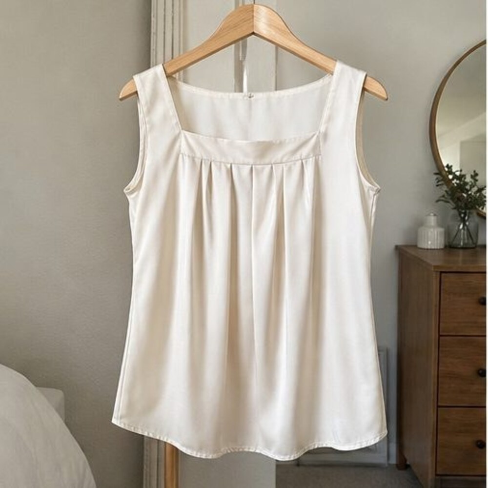 Cream Pleated Blouse